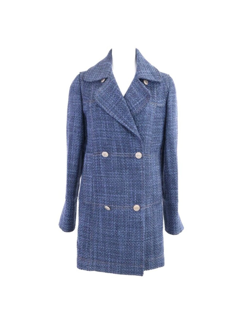 Chanel CC Logo Button Tweed Double Breasted 38 Jacket